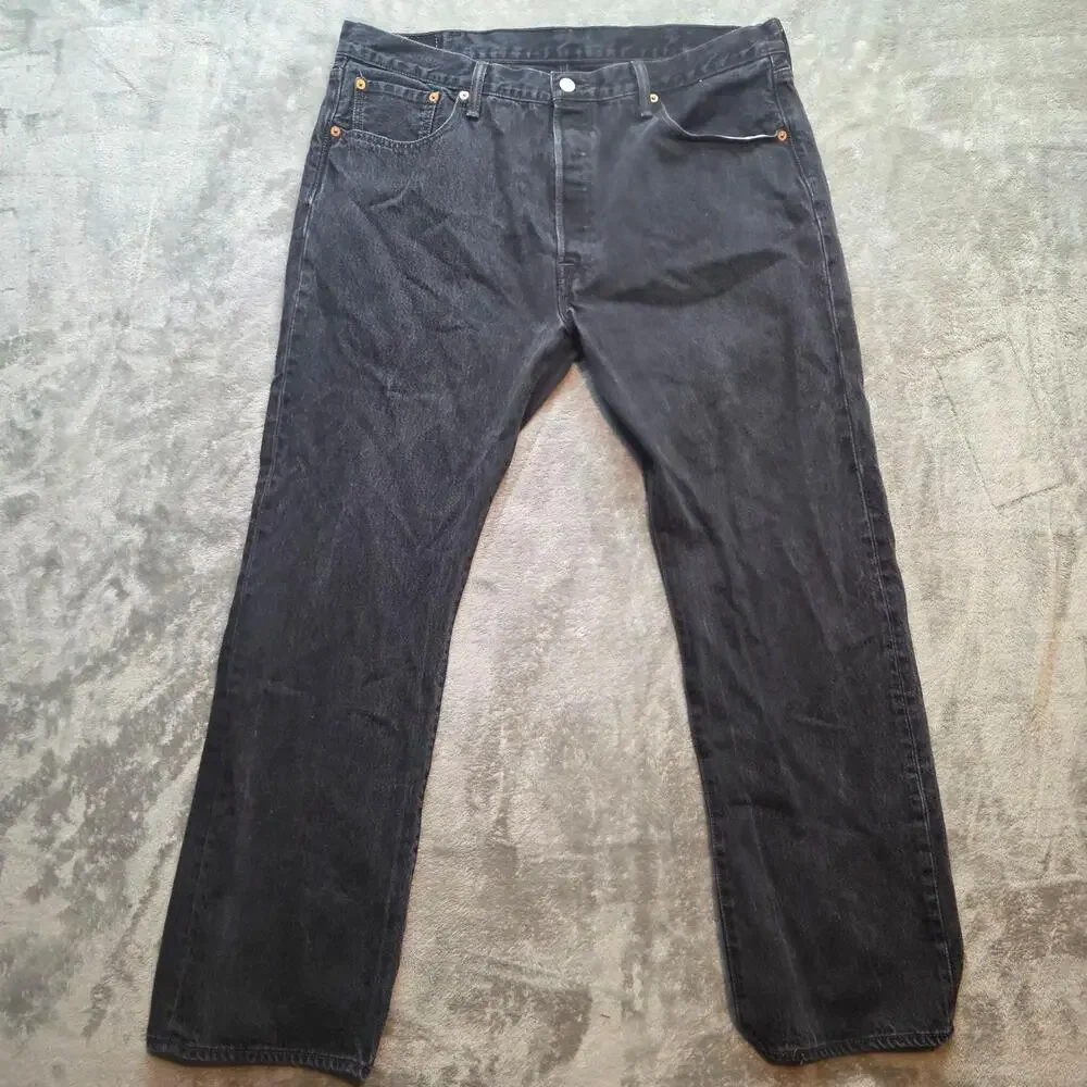 Levi's 501 Jeans Mens 38x30 Black Dark Wash Regular Fit Straight Leg Denim